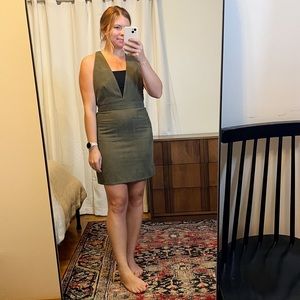Olive Corduroy Overall Dress